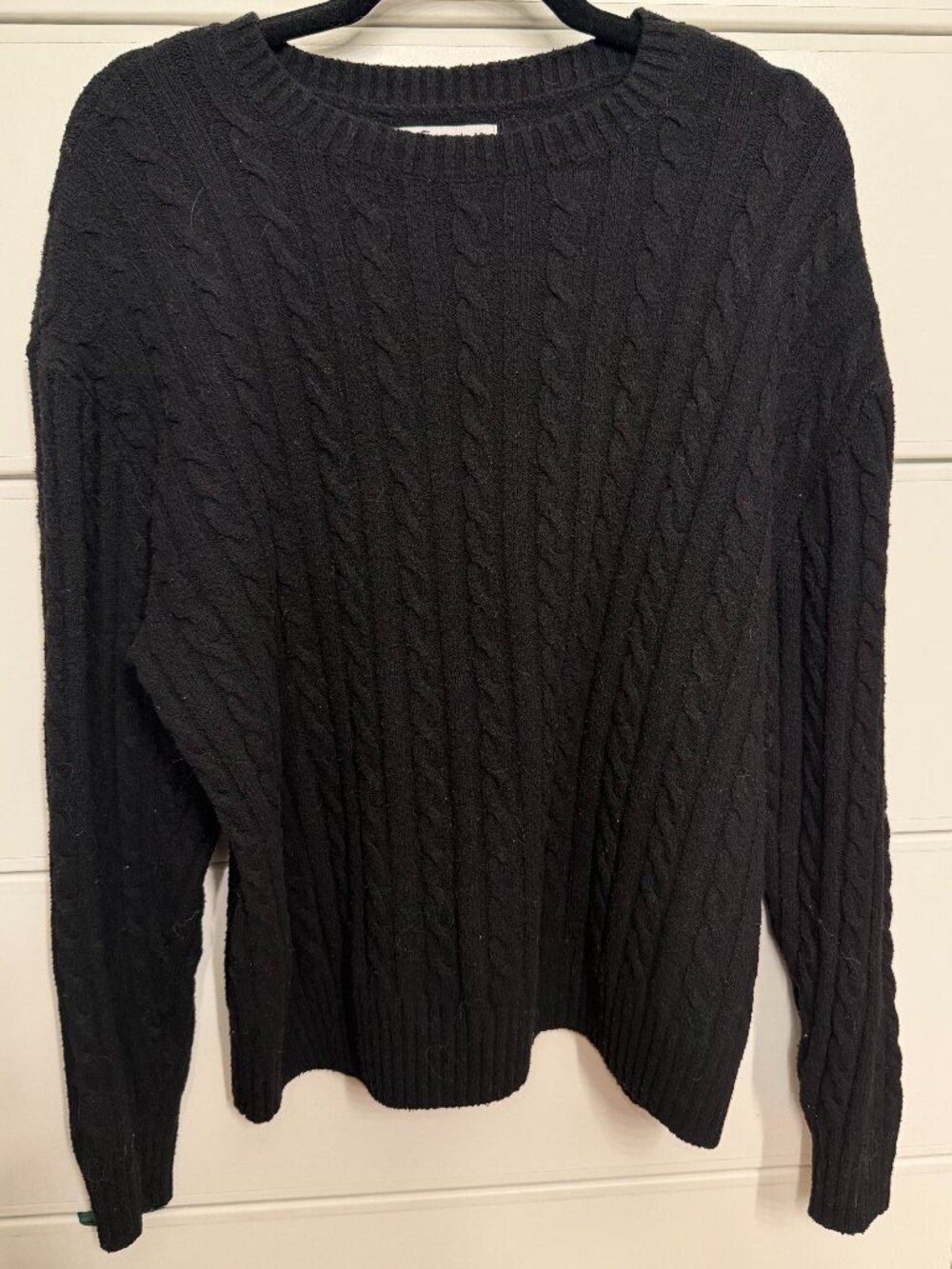 Hollister Black Cable Knit Crewneck Pullover Sweater Soft Knit, Size M